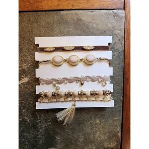 Gennaro Bracelets Ankle Bracelets Set of 4 Gold Velvet Various Textures